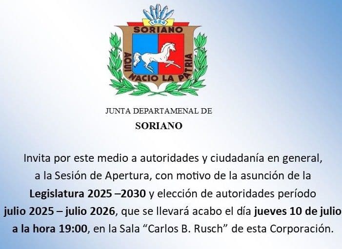 Invitación para sesión Apertura de la Legislación 2025-2030