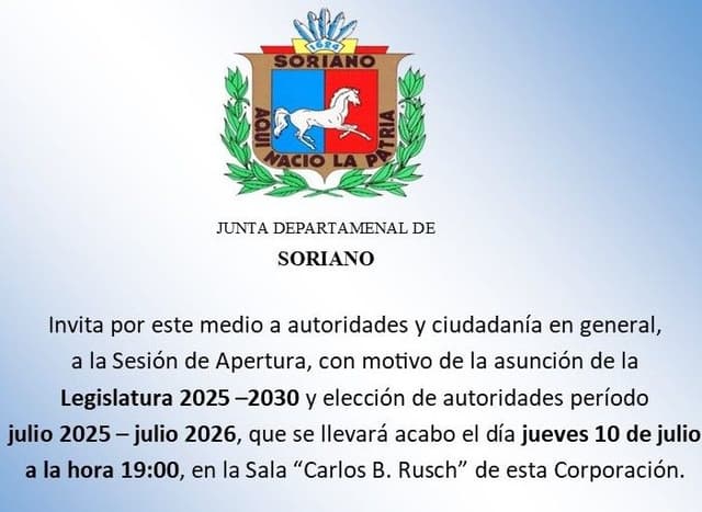 Invitación para sesión Apertura de la Legislación 2025-2030